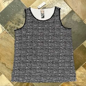 Chico’s•NWT•Chico’s Size 3 (Women’s 16)•Traveler’s Black/White Crushed Tank Top